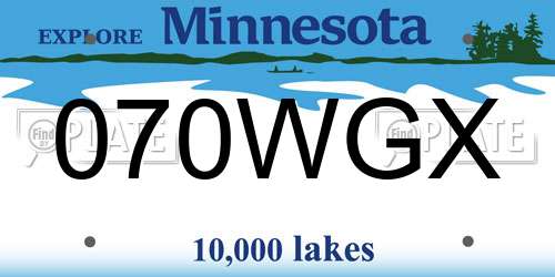 070WGX Minnesota License Plate