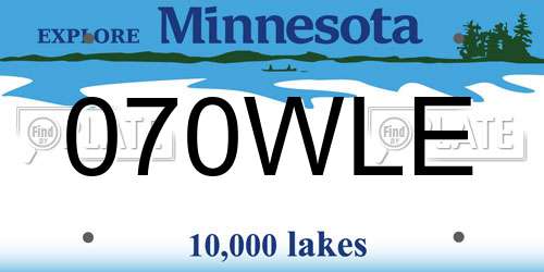 070WLE Minnesota License Plate