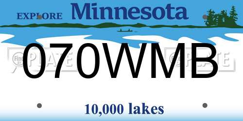 070WMB Minnesota License Plate