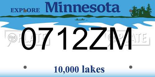 0712ZM Minnesota License Plate