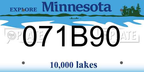 071B90 Minnesota License Plate