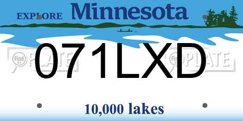 071LXD Minnesota License Plate