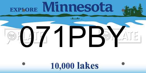 071PBY Minnesota License Plate