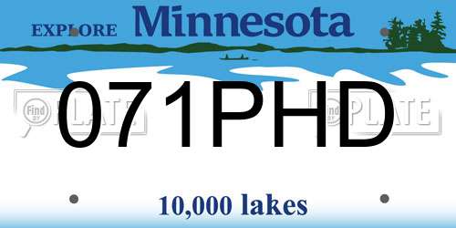 071PHD Minnesota License Plate