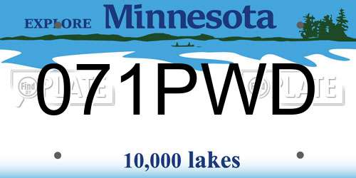 071PWD Minnesota License Plate