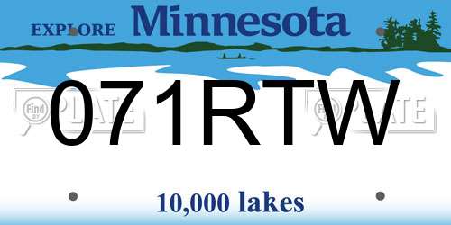 071RTW Minnesota License Plate