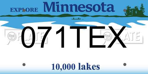 071TEX Minnesota License Plate