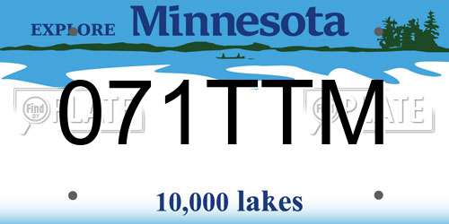 071TTM Minnesota License Plate