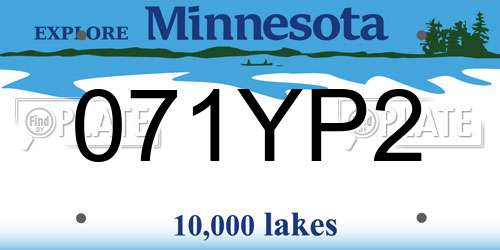 071YP2 Minnesota License Plate