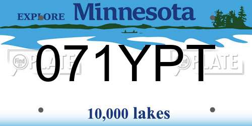 071YPT Minnesota License Plate