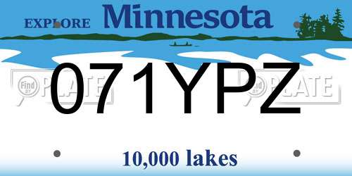 071YPZ Minnesota License Plate