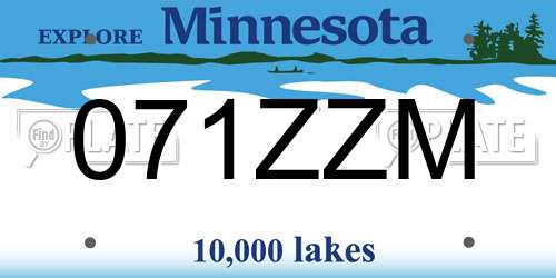 071ZZM Minnesota License Plate