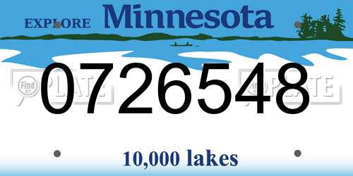 0726548 Minnesota License Plate