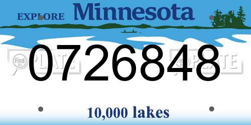0726848 Minnesota License Plate