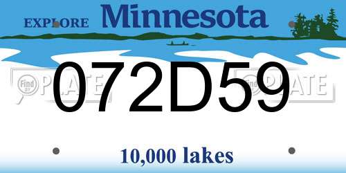 072D59 Minnesota License Plate