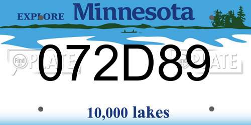 072D89 Minnesota License Plate