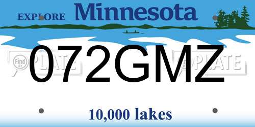 072GMZ Minnesota License Plate