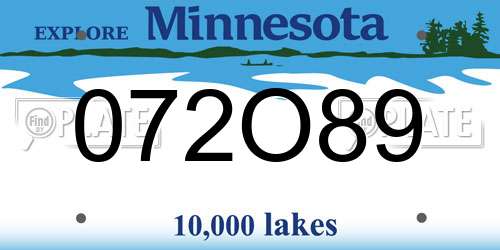 072O89 Minnesota License Plate