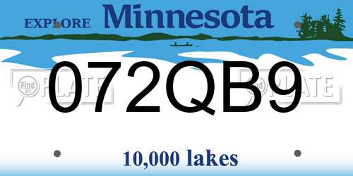 072QB9 Minnesota License Plate