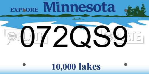 072QS9 Minnesota License Plate