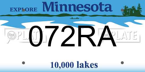 072RA Minnesota License Plate
