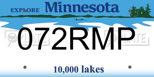 072RMP Minnesota License Plate