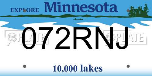 072RNJ Minnesota License Plate