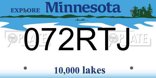 072RTJ Minnesota License Plate