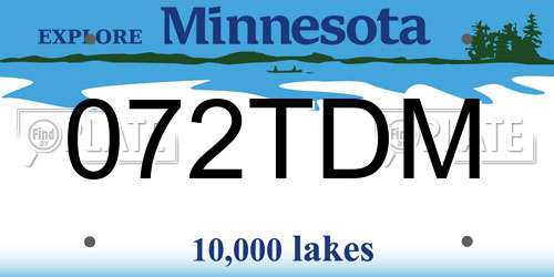 072TDM Minnesota License Plate