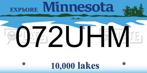 072UHM Minnesota License Plate