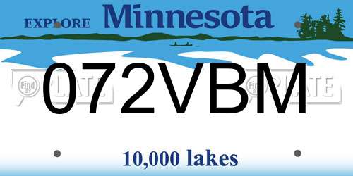 072VBM Minnesota License Plate