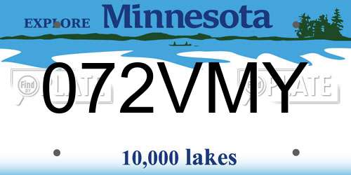 072VMY Minnesota License Plate