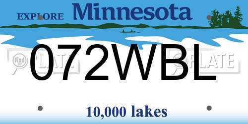 072WBL Minnesota License Plate