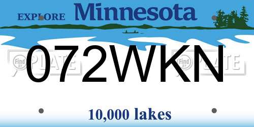 072WKN Minnesota License Plate
