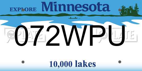 072WPU Minnesota License Plate