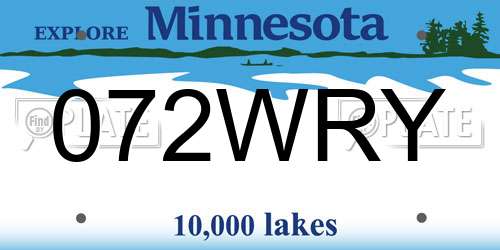 072WRY Minnesota License Plate