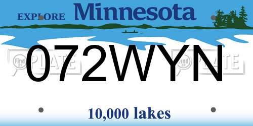 072WYN Minnesota License Plate