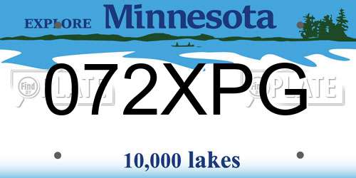 072XPG Minnesota License Plate