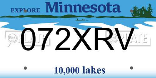 072XRV Minnesota License Plate
