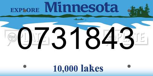 0731843 Minnesota License Plate