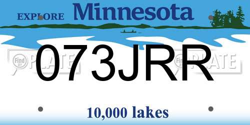 073JRR Minnesota License Plate
