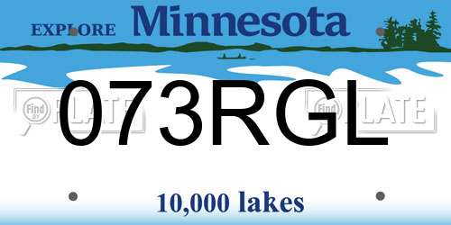 073RGL Minnesota License Plate