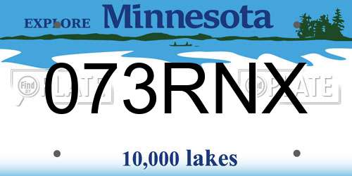 073RNX Minnesota License Plate