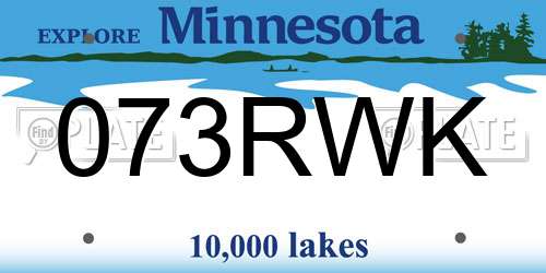 073RWK Minnesota License Plate