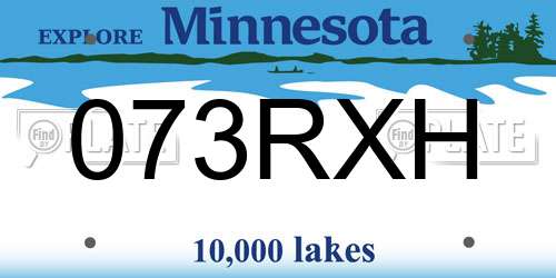 073RXH Minnesota License Plate