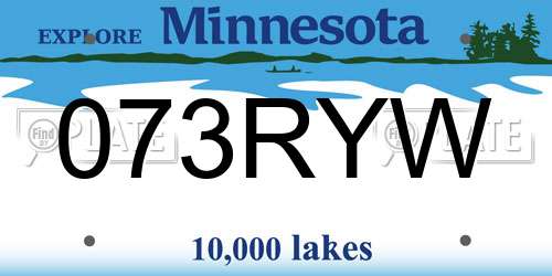 073RYW Minnesota License Plate