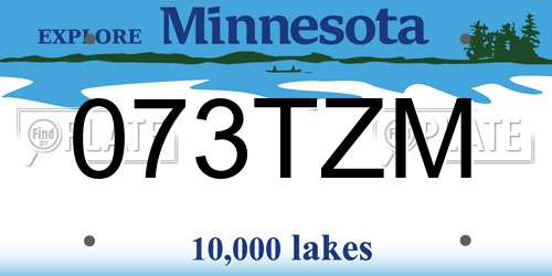 073TZM Minnesota License Plate