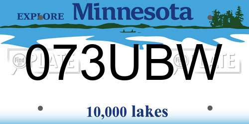 073UBW Minnesota License Plate