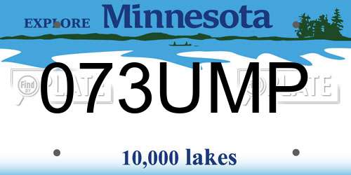 073UMP Minnesota License Plate