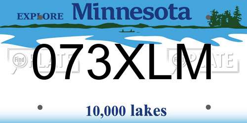 073XLM Minnesota License Plate